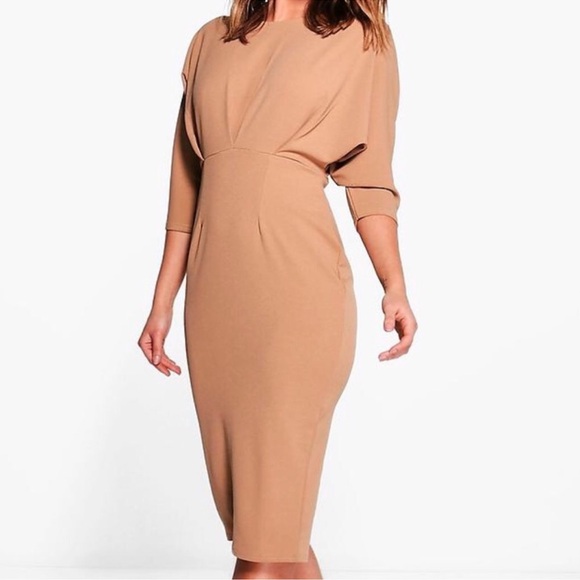 Boohoo Nude Brown Bodycon Dress - Picture 2 of 12